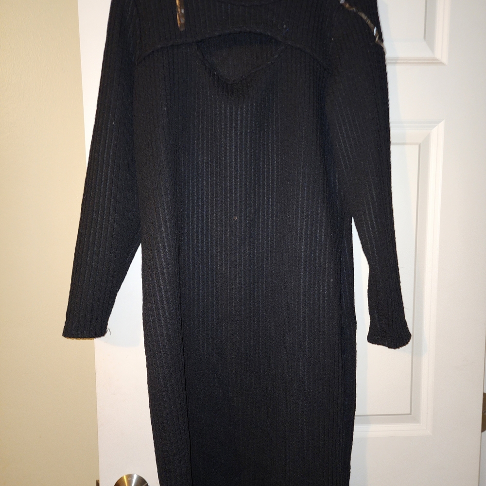 Ashley Stewart Charcoal Ribbed Knit Dress